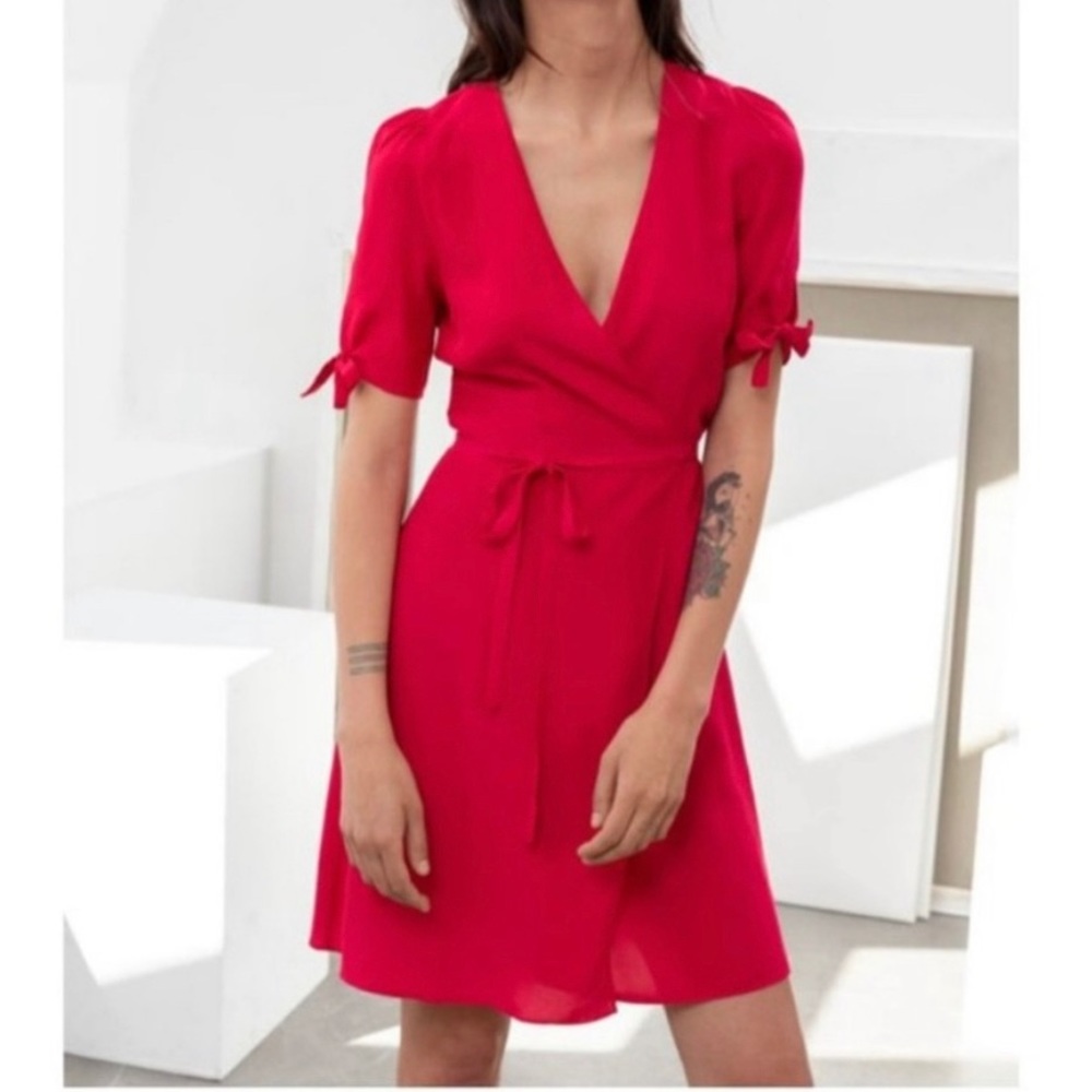 & Other Stories Red Wrap Dress size 4 36
